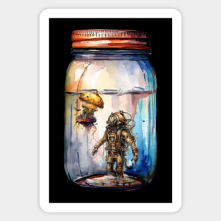 Steampunk Jellyfish and Diver Jar Sticker